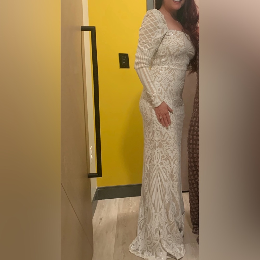 White sequined formal dress